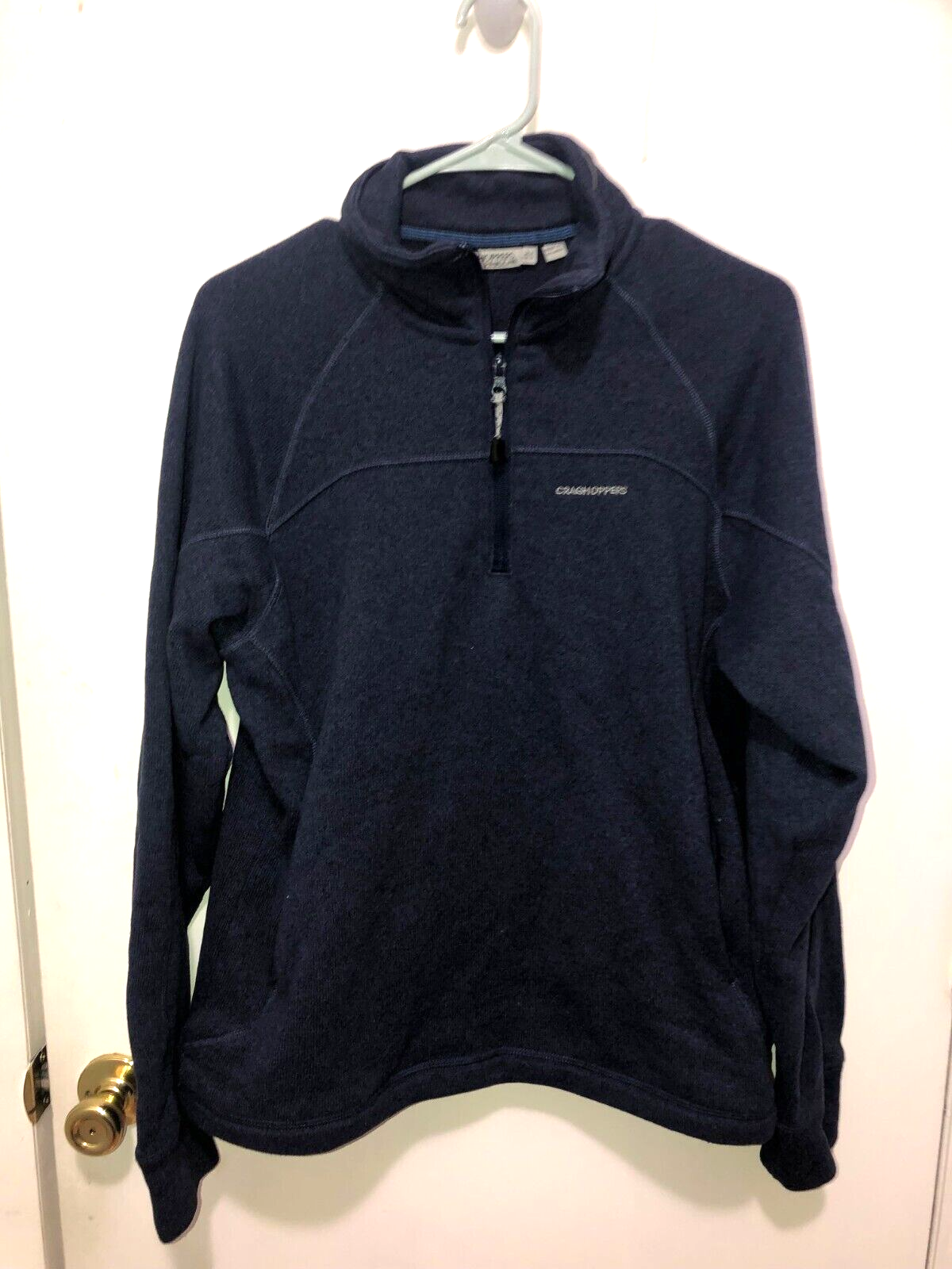 Craghoppers Mens UK Medium 1/4 Zip Pullover Fleece Lined Blue Sweater - $13.85