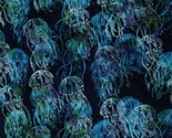 Cotton Batik Jellyfish Aquatic Animals Water Navy Fabric Print by Yard D... - $15.95