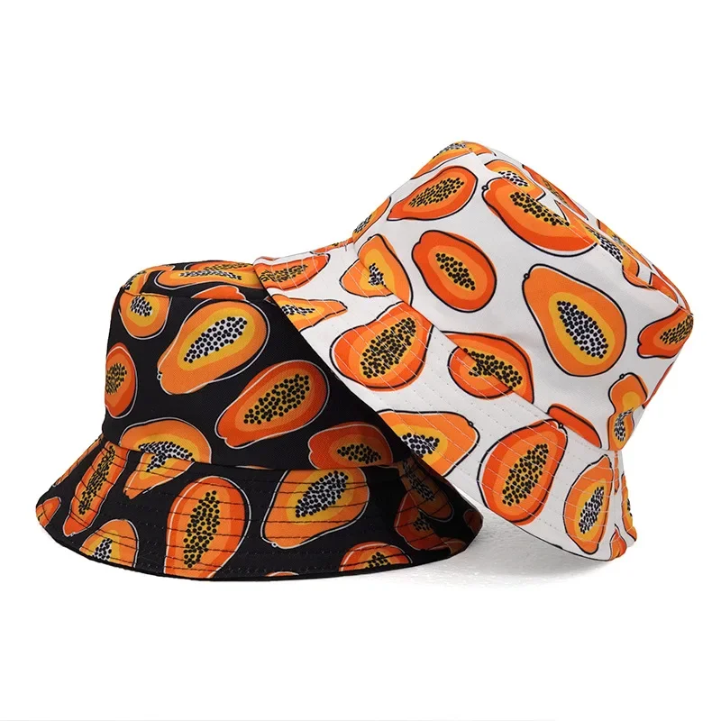 2024 New Fruit Papaya Cotton Print Fishing Hat Women Men Hip Hop  Panama Bucket - £12.60 GBP+