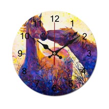 Mondxflaur Horse Wall Clock Non-Ticking Sweep Movement for Living Room - £16.01 GBP+