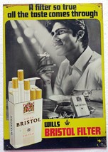 Vintage Litho Advertising Tin Sign WILLS BRISTOL Filter Cigarettes India - $49.99