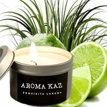 Lemongrass &amp; Limes Scented Tin Candles Hand Poured Vegan Friendly Eco Soy - $19.95+