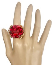 Vivid Red Kaleidoscope Crystal Stretchable Statement Cocktail Party Ring... - $17.10