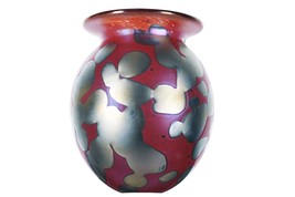 Robert Eickholt Strawberry Iridescent Studio art glass vase - £199.44 GBP