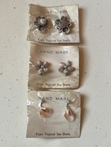 Vintage Lot of Handmade From Tropical Sea Shells Faux White Pearl w Orange Dangl - £10.52 GBP