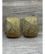 Vintage Napier Gold Tone Oversized Rectangle Screw On Earrings Non-Pierc... - $11.87