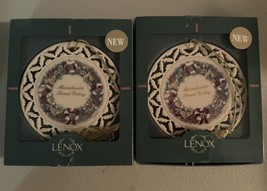 2 Lenox Wreath Ornament 1998 Massachusetts Second Colony Vtg Original Box - $17.59