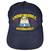 VINTAGE A Patriot Believes It Veteran Black Snapback Hat Made In USA Vet... - $10.71