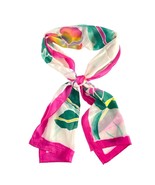 Bright Tropical Floral Hand Painted Scarf Bird of Paradise Hibiscus Pink... - £11.70 GBP