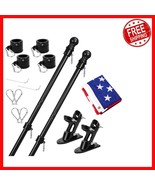 Durable 2-Pack Aluminum Flag Poles for Outdoor Use - Easy Setup &amp; Rust-R... - $57.41