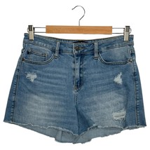 Judy Blue Shorts Womens Medium Blue Distressed Denim High Rise Frayed He... - $26.72