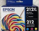 Epson 212XL Black 212 Cyan Magenta Yellow Ink Cartridge Set T212XL-BCS E... - $49.98