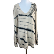 Torn By Ronny Kobo Sweater Womens M 100% Cashmere Tie Dye Bead Embellished Tunic - £39.30 GBP