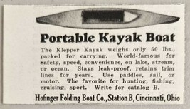 1930 Print Ad Portable Kayak Hofinger Folding Boat Company Cincinnati,Ohio - £7.28 GBP