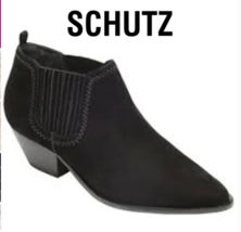 Schutz Boots Jacqueline Western Cowboy Shootie Ankle Booties Black Suede... - $42.97