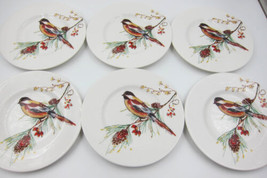 NEW Set of 6 Lenox USA Winter Song 5.75 Inch Salad Party Plates Birds Trees - £78.21 GBP