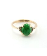 VINTAGE 18K YELLOW GOLD JADE &amp; .04 CTW DIAMOND COCKTAIL RING SIZE 6- #35... - $10,971.81 MXN