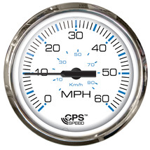 Faria Chesapeake White SS 4&quot; Studded Speedometer - 60MPH (GPS) [33839] - £98.04 GBP