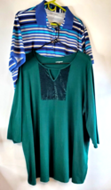 Womens Plus Size Tops 2X SZ 22/24 Catherines Green Velvet Front Woman Within EUC - £15.98 GBP