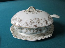 Antique 1880s Ridgways Royal Semi Porcelain Mini Tureen Sauce Bowl Spoon Plate - £98.92 GBP