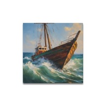 Ready To Hang 16 X 16 Canvas Wall Art Wooden Ship and Sea Home Decor  - £31.26 GBP