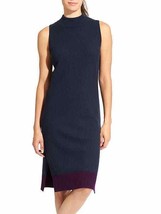 NWT New Womens Athleta L Sleeveless Sweater Dress Navy Dark Blue Purple Slits  - £96.24 GBP