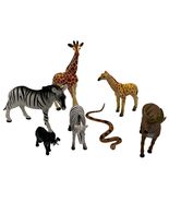 Set Of 7 Realistic Wild Animal Figurines - Giraffe Zebra Deer Elephant S... - $262.04 MXN