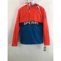Men&#39;s 1/4 zip pullover jacket hoodie orange blue boating Sperry S New - £46.00 GBP