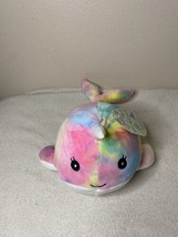 Squishmallow Narwhal Rainbow Tie Dye 11.5&quot; Ltd Ed Shiny Horn Plush Soft Toy New - £7.70 GBP
