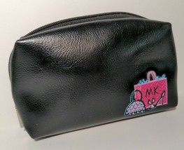 Mary Kay Small Makeup/storage Bag Black EUC Leatherette Embroidered Patch - £4.98 GBP