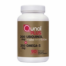 Qunol Plus CoQ10 Ubiquinol 200 mg. with Omega-3, 90 Softgels - £38.52 GBP