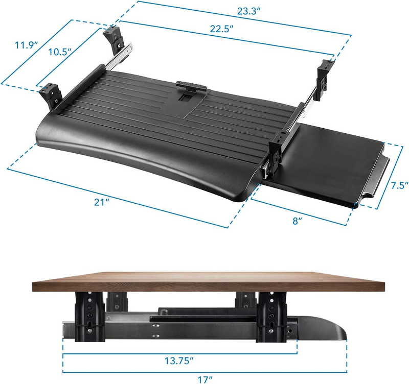Keyboard Drawer under Desk with Mouse Platform, Easy-Glide Sliding Un Item image 5