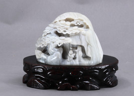 Huge Chinese Hetian Jade Boulder w Scholars &amp; Natural Scene - £313.45 GBP