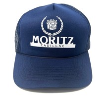 Vintage Moritz Cadillac Mesh Trucker Hat Baseball Cap Snapback Blue Cres... - $14.80