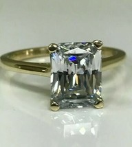 Splendente Diamanti Finti Solitario Promessa Ring 2.0ct 14K Placcato Oro Giallo - £50.83 GBP