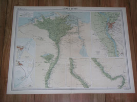 1922 Vintage Map Of Lower Egypt Sudan Nile River Cairo Suez Canal Africa - £29.62 GBP