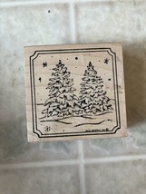 Winter Scene with  Pine Trees and Snowflakes by Northwoods Rubber Stamp - $18.27