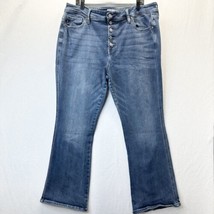 Kancan Jeans Womens 22 Flare Blue Stretch Denim Button Fly Distressed Co... - $27.99