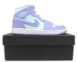 Air Jordan 1 Mid Purple Pulse Aqua White Sneakers Mens Size 9 NEW 554724... - £153.13 GBP