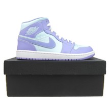 Air Jordan 1 Mid Purple Pulse Aqua White Sneakers Mens Size 9 NEW 554724... - £151.80 GBP