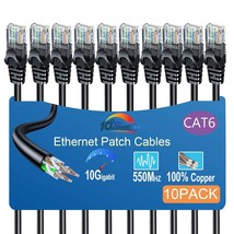 Cat 6 Ethernet Cable 5FT 10Pack Cat6 Ethernet Patch Cable 10Gbps High Sp... - £27.39 GBP