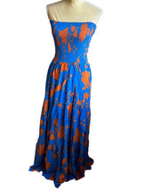 Abel the Label Anthropologie Blue Orange Maxi Dress NWT sz S Strapless Boho - £59.01 GBP