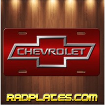 CHEVY BOWTIE Inspired Art on Red Aluminum Vanity license plate Tag New B - £13.99 GBP
