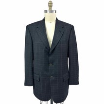 VTG Pringle of Scotland Mens Sport Coat Charcoal Windowpane Sport Jacket... - $200.48