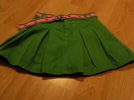 Size 6 Gymboree Smart Girls Rule Kelly Green Pleated Skirt Skort Pink Dog Belt - £12.58 GBP