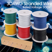 30 Awg Gauge Flexible Pvc Electric Wire Copper Hook Up 300V Cable 6 Rolls - $23.82
