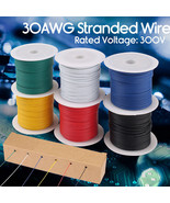30 Awg Gauge Flexible Pvc Electric Wire Copper Hook Up 300V Cable 6 Rolls - £18.68 GBP