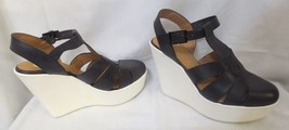 Women&#39;s Shoes Seychelles Size 9 Black Wedge  Straps Sandals Made in Spain - £48.25 GBP