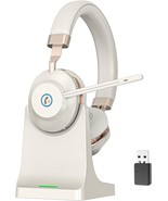 Wireless Headset w/ Mic &amp; Base, USB Dongle, Bluetooth 5.2, Battery, Nois... - $1,109.52 MXN