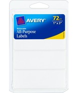 72 Removable Self Adhesive LABELS 1&quot;x3&quot; White Rectangular file folder AV... - $348.20 MXN
